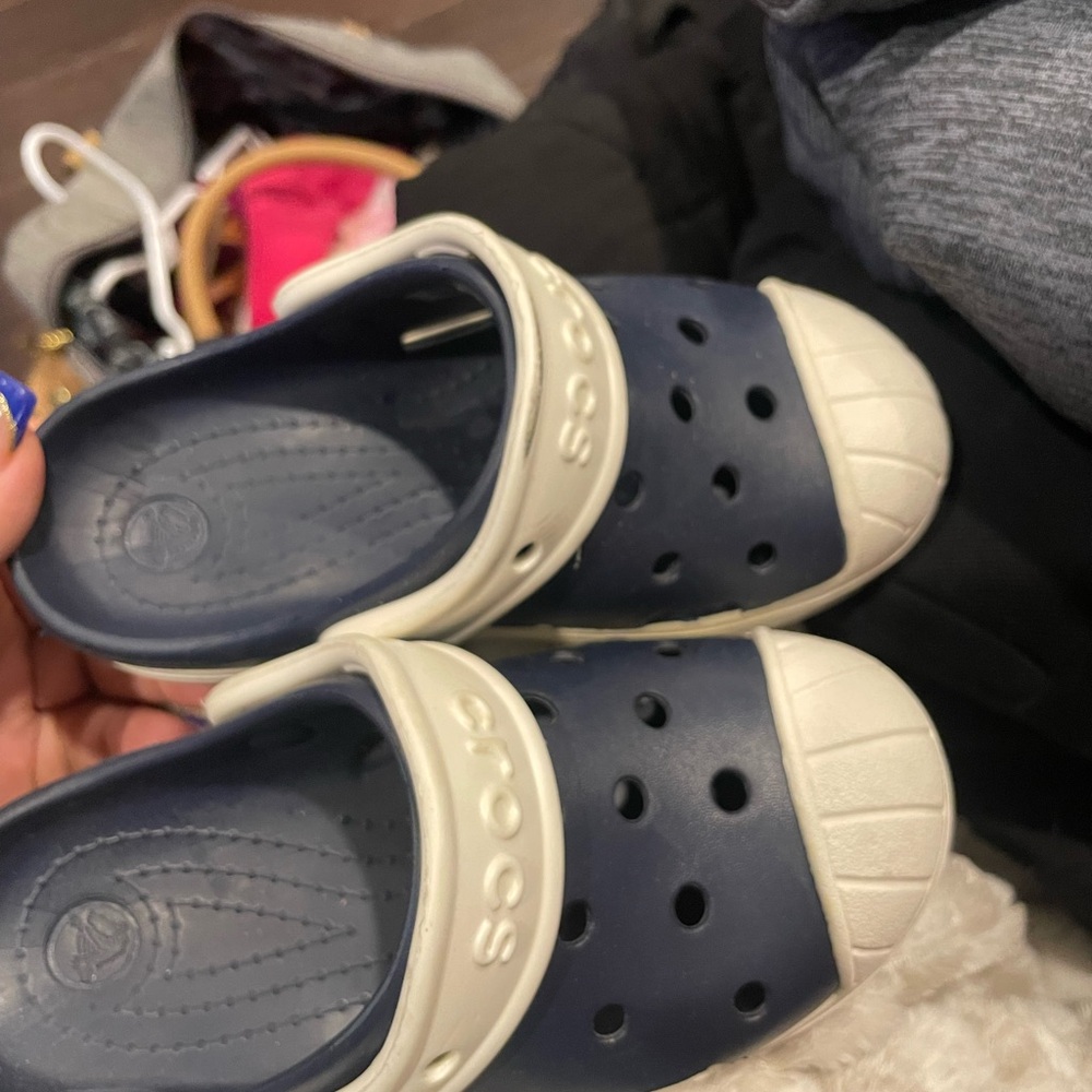 CROCS Kids Navy and Cream Water Shoes